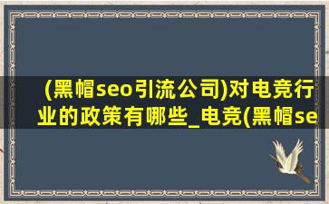 (黑帽seo引流公司)对电竞行业的政策有哪些_电竞(黑帽seo引流公司)政策