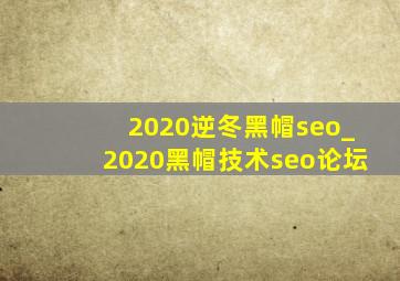 2020逆冬黑帽seo_2020黑帽技术seo论坛