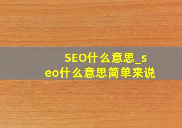 SEO什么意思_seo什么意思简单来说