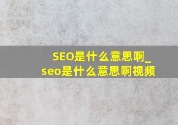 SEO是什么意思啊_seo是什么意思啊视频
