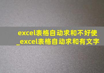excel表格自动求和不好使_excel表格自动求和有文字