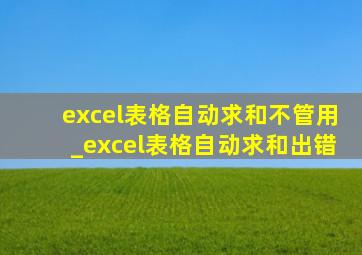 excel表格自动求和不管用_excel表格自动求和出错
