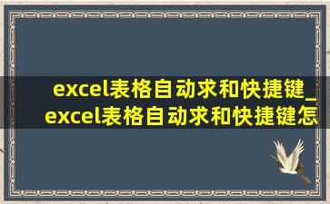 excel表格自动求和快捷键_excel表格自动求和快捷键怎么用