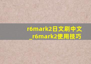 r6mark2日文刷中文_r6mark2使用技巧