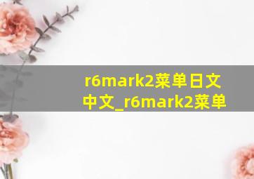 r6mark2菜单日文中文_r6mark2菜单