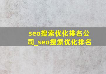 seo搜索优化排名公司_seo搜索优化排名