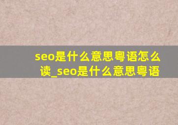 seo是什么意思粤语怎么读_seo是什么意思粤语