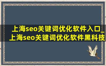 上海seo关键词优化软件入口_上海seo关键词优化软件黑科技
