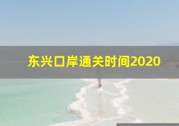 东兴口岸通关时间2020