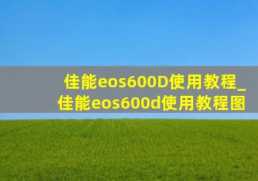 佳能eos600D使用教程_佳能eos600d使用教程图