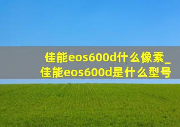 佳能eos600d什么像素_佳能eos600d是什么型号