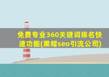 免费专业360关键词排名快速功能(黑帽seo引流公司)