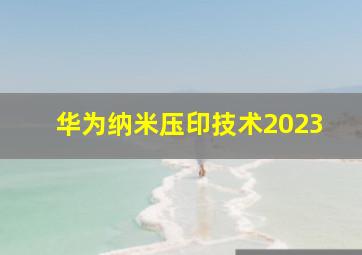 华为纳米压印技术2023