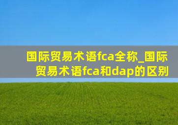国际贸易术语fca全称_国际贸易术语fca和dap的区别
