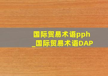 国际贸易术语pph_国际贸易术语DAP