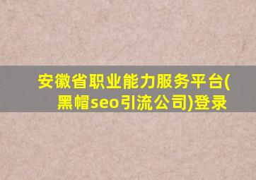 安徽省职业能力服务平台(黑帽seo引流公司)登录