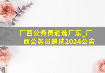 广西公务员遴选广东_广西公务员遴选2024公告