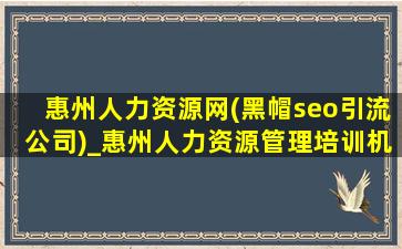惠州人力资源网(黑帽seo引流公司)_惠州人力资源管理培训机构