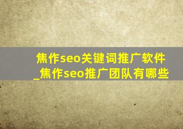 焦作seo关键词推广软件_焦作seo推广团队有哪些