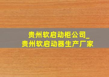 贵州软启动柜公司_贵州软启动器生产厂家