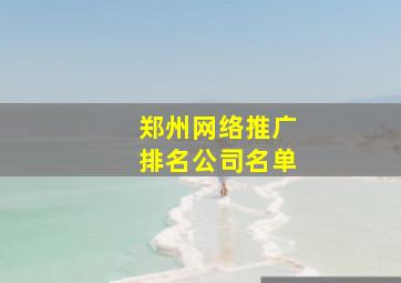郑州网络推广排名公司名单