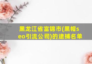 黑龙江省富锦市(黑帽seo引流公司)的逮捕名单